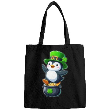 Discover St. Patrick's Day penguin top hat clover Bags