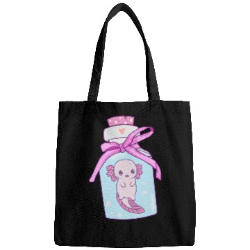 Discover Funny Axolotl in a Bottle Bags