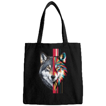 Discover Realistic and Geometric Patterns Wolf Head Bags
