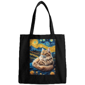 Discover Cat painting red black cat Bags