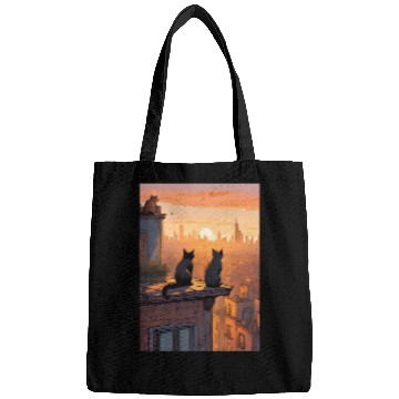 Discover Cat painting red black cat Bags