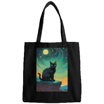 Discover Cat painting red black cat Bags