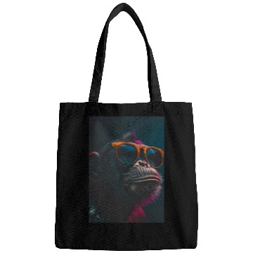 Discover Cool monkey with glasses. Funny animal art Bags