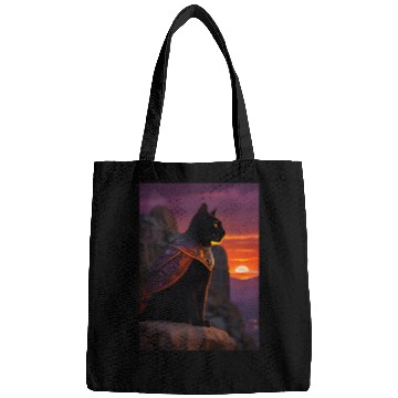 Discover Cat painting red black cat Bags