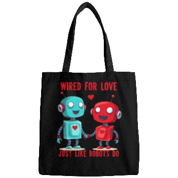 Discover Valentine's Day Gift: Two Robots in Love on Bella Bags