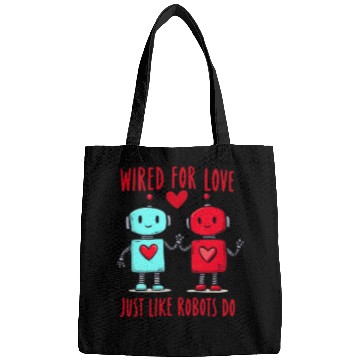 Discover Valentine's Day Gift: Two Robots in Love on Bella Bags