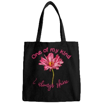 Discover Positive quote pink Cosmos flower self-affirmation Bags
