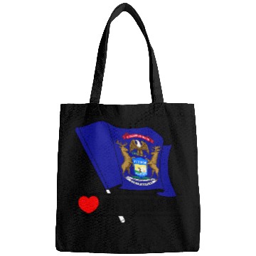 Discover Michigan flag heart 'MICHIGAN' Bags