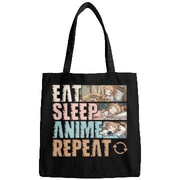Discover Eat Sleep Anime Repeat Funny Otaku Bags