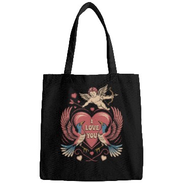Discover Vintage Valentine I Love You Cupid Heart Design Bags