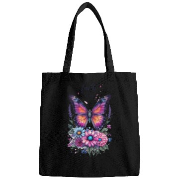 Discover Butterfly with Flowers Art Faith Over Fear Bags