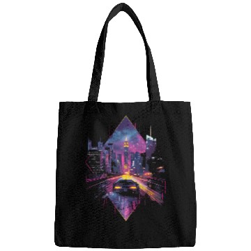 Discover Retro Car Vaporwave City Synthwave 80s 90s Bags