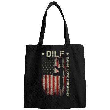 Discover DILF - Damn I Love Firearms Gun American Flag Bags