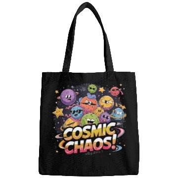 Discover Chaotic Cartoonish Galaxy with Whimsical Character Bags