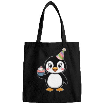 Discover Birthday Joyful Penguin With Cupcake Bags