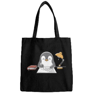 Discover Writer Author Penguin Scribbling at Desk Bags