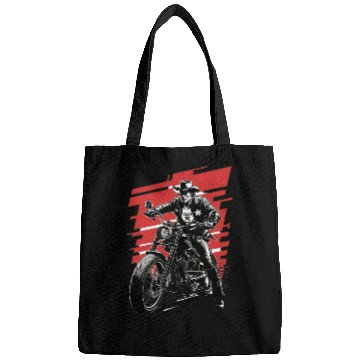 Discover Sheriff Riding Motorcycle Illustration Bags
