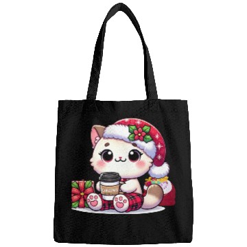 Discover A Cute Kawaii Cat Drinking Coffee Bags