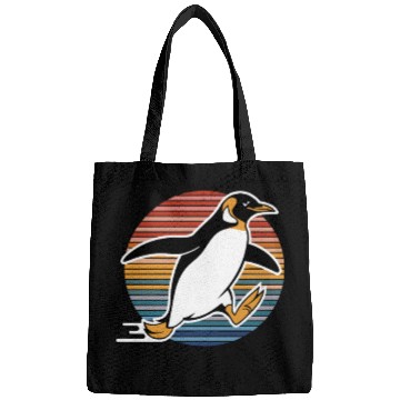 Discover Retro Penguin Running Adventure Graphic Bags