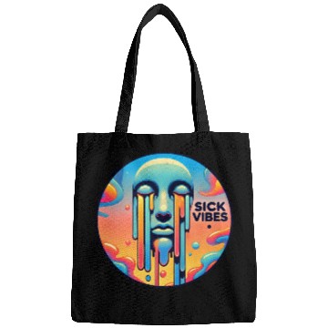 Discover Psychedelic Melting Face with Vibrant Neon Bags