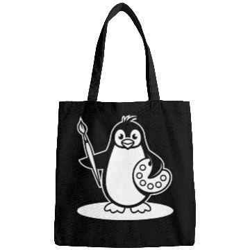 Discover Creative Penguin Artist Holding Brush Bags