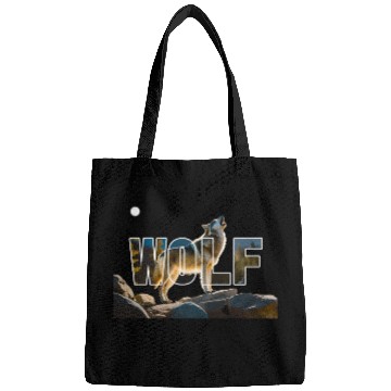 Discover Wolf howl on the rocks at night Bags
