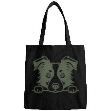Discover Border Collie Sweet Face Green Bags