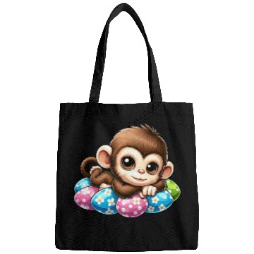 Discover Cute Monkey Easter eggs Easter chilling cartoon Bags