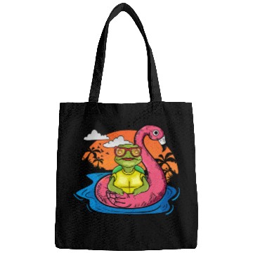 Discover Funny Sea Turtle Swimming Flamingo Pool Sea Turtle Bags