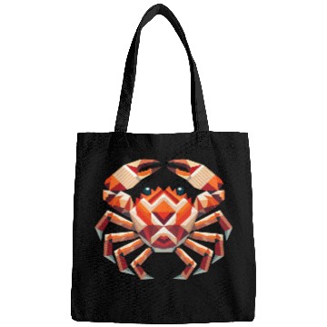Discover Geometric Crab - Colorful Marine Artwork Bags