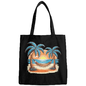 Discover Tropical Sunset Hammock Scene Bags