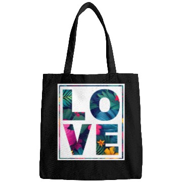 Discover LOVE Tropical Floral Typography- Bold Aesthetic Ar Bags