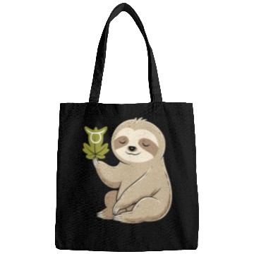 Discover Taurus Zodiac Sloth with Leaf Symbol Serenity Bags