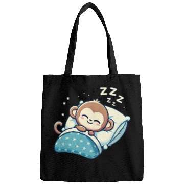 Discover Monkey Sleeping In Bed At Night Time Bags