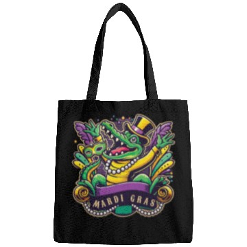 Discover Mardi Gras Alligator Mask Celebration Vibes Bags