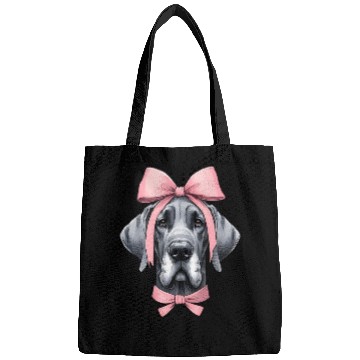 Discover Coquette Bow Great Dane Dog Mom Pink Ribbon Cute Bags