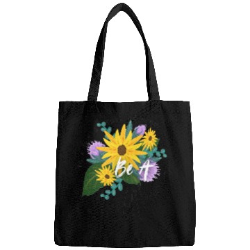 Discover Positive quote with wildflowers sunflower sticker Bags