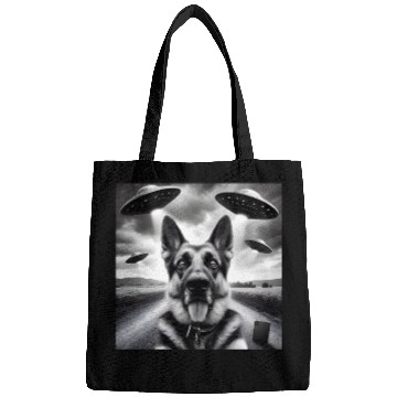 Discover German shepherd Gsp Funny Graphic Selfie UFOs Weir Bags
