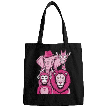 Discover Elephant Monkey Lion Giraffe Cool Crew Pink Vibes Bags