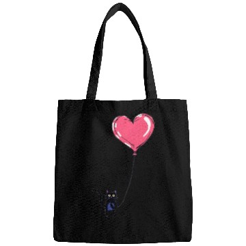 Discover Cat Holding a Heart-Shaped Balloon Bags