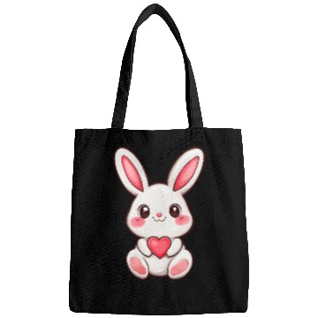 Discover Sweet bunny embracing a heart in its paws Bags