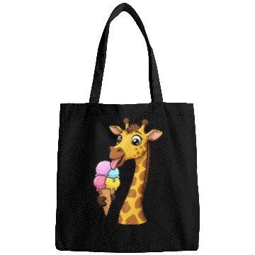 Discover A giraffe licking a giant ice cream cone. Bags