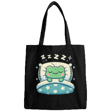 Discover Frog Sleeping In Bed At Night Time Bags