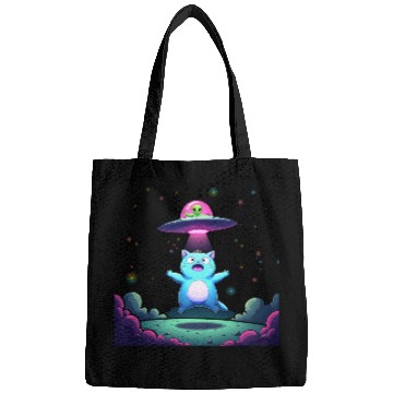 Discover Alien Cat Abduction Art Bags