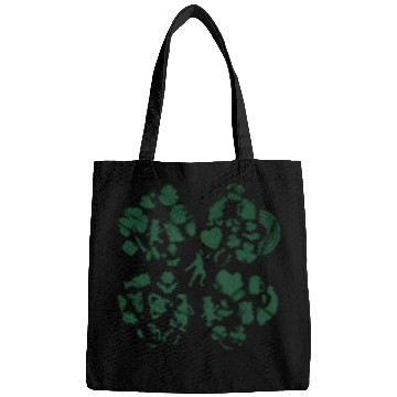 Discover Green 4-Leaf Clover Collage graphic Design Bags