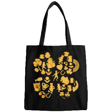 Discover Gold 4-Leaf Clover Collage graphic Design Bags