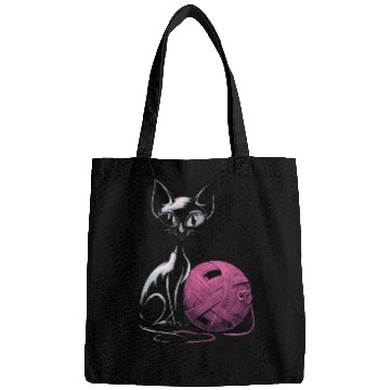Discover Charming Cat and Wool Ball Art for Cat Lovers Bags