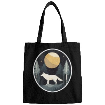 Discover Lone Wolf Under Moonlit Sky Bags