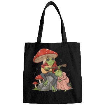 Discover Frog couple with guitar on transparent background Bags