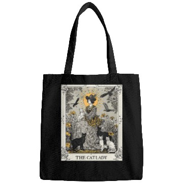 Discover The Cat Lady Tarot Card Vintage Gothic Cat Mom Bags